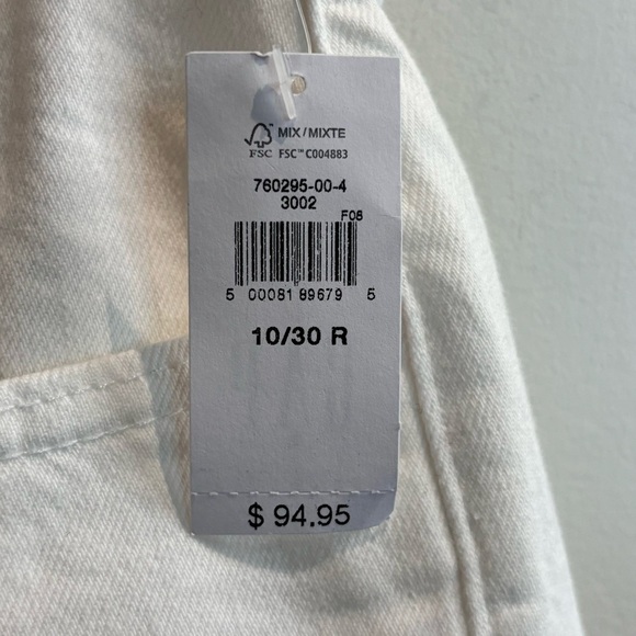 GAP Sz 30 90s Loose Mid Rise Raw Hem Slits 5 Pockets  White Jeans New with Tags - Picture 3 of 11